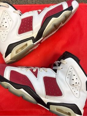 Jordan 6 Retro Carmine Kids Sneakers White Red Black